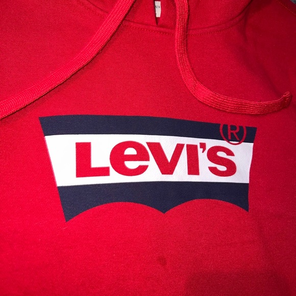 Levi’s Men’s Croft Fleece Stripe Red Logo Hoodie Size Medium - Picture 4 of 16